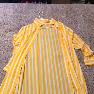 White & yellow long cardigan